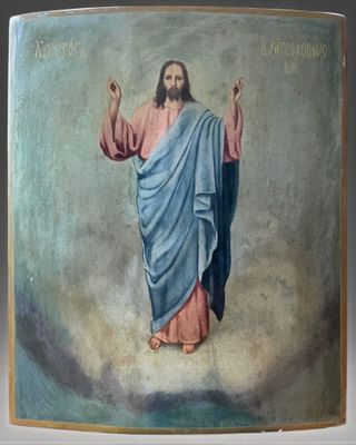 Icône du Christ Pantocrator bénissant, École russe, XIXe siè…