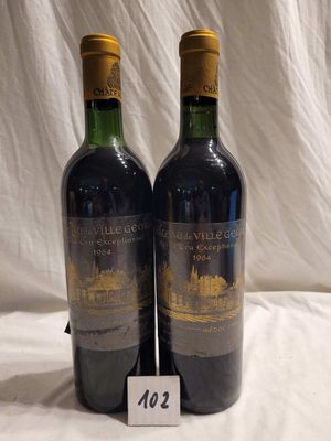 2 bouteilles CHÂTEAU VILLEGEORGES 1964 HAUT MEDOC, capsules …