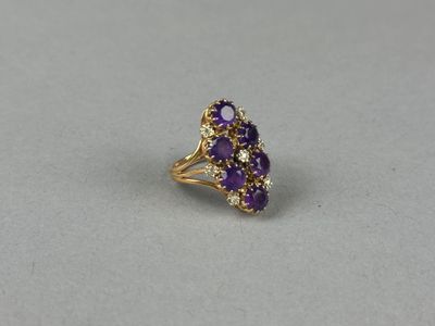 BAGUE en or jaune 750°/°° (18K) ornée d'améthyste. Poinçon t… - Photo 1