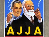 a sign with a picture of a man and a man smoking a pipe
