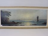tableau représentant un voilier sur l'océan, avec un autre voilier au loin