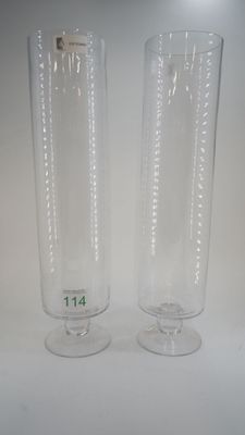 2 vases en verre, de forme cylindriques, XXe (H : 55cm) - Photo 1
