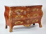 a chest of drawers with a marble top on a white background