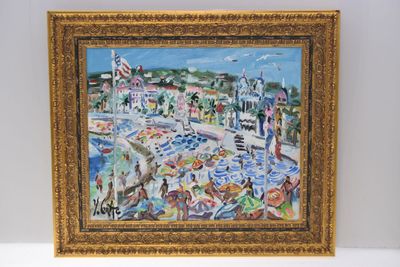 Yvon GRAC (1945) Ecole de Nice, "L'été sur les plages niçois…