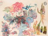 une image représentant un tableau où l'on voit une femme entourée de plantes et d'animaux