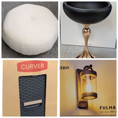 four different pictures of a lamp, a lamp shade, and a chair