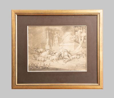 an image of a drawing of a group of animals in a wooded area