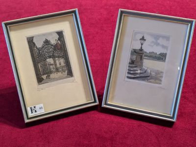 2 Lithographies sur tissu vues de VIENNE, AUTRICHE- Dim.