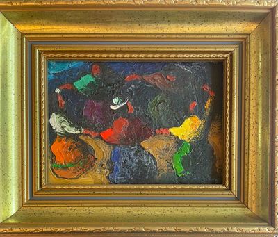 a picture of a painting in a gold frame on the wall