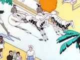 a cartoon picture of a group of people on a beach