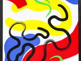 a painting of a snake and a snake on a white background