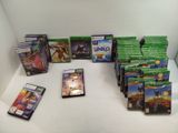 a lot of video games sitting on a table