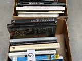 a lot of books in a cardboard box on the floor