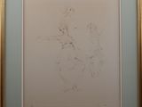 framed picture of a drawing of a man riding a horse