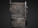 an old silver metal box with a handle and handles
