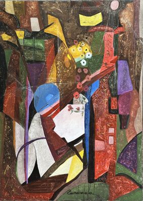 an image of a painting of a woman sitting in a chair