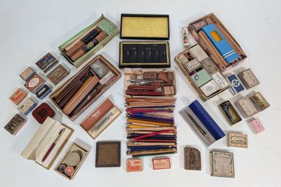 a lot of different types of stamps on the table