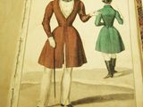 an old book with a drawing of a man and a woman