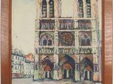 painting of a painting of a building with a clock tower
