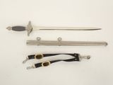 three different types of swords are displayed on a white surface