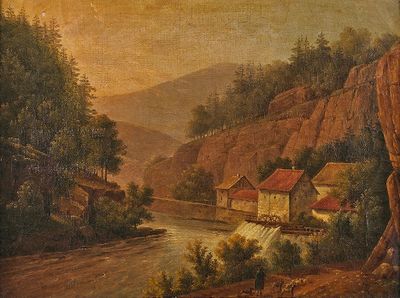 Ecole du XIXe siècle. Paysage.  Huile sur toile.  24 x 32 cm - Photo 1