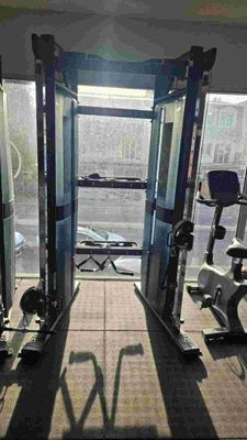 a view of a gym room from the inside of the building