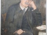 tableau représentant un homme assis sur une chaise, la main posée sur le menton