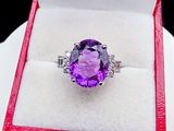 purple amethorate ring in a red box on a white plate