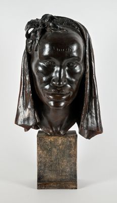 Jean-Marie FALKE (XIXe-XXe) Buste d'Africain Sculpture en te…