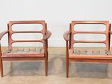 pair of mid century danish teak lounge chairs