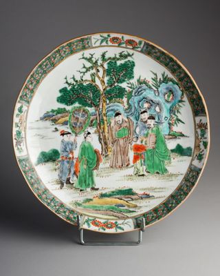 an image of a plate with a group of people on it