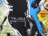 a painting of a man and a woman on a wall