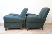Suite de deux fauteuils club en bois teinté à garniture de s… (photo 2)
