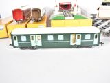 many different types of toy trains on the table