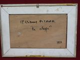 an old picture of a picture frame with writing on it