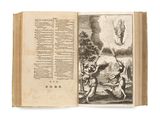 an old book with a picture of a man holding a sword