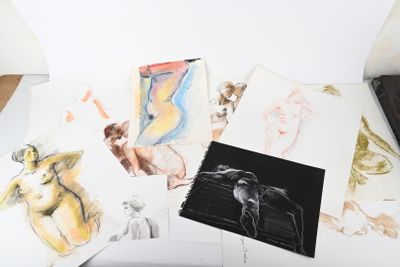 a picture of a bunch of drawings on a table