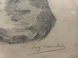a drawing of a cat that is sitting on a table