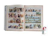 an open book with pictures of people and animals in it