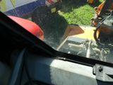 a view of the inside of a vehicle through the windshield
