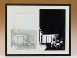 deux dessins en noir et blanc représentant un homme et une femme assis à une table