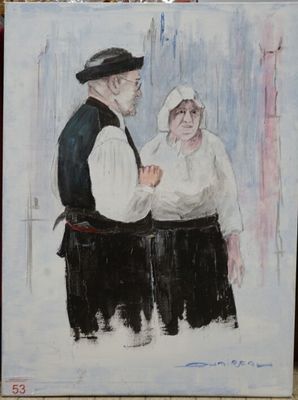 QUAIREAU Jacques "Le couple vendéen" huile sur toile, contem…