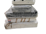 a stack of luggage sitting on top of each other