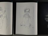 two pages of a book with a drawing of a man and a woman