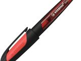 the pen is black and red with a red tip