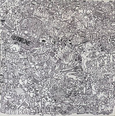 dessin représentant un dessin composé d'une série de gribouillis sur une feuille de papier