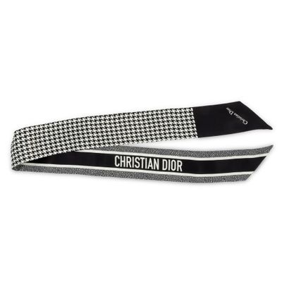 christian dior black and white houndsered neck tie