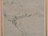 une photo d'un dessin représentant un avion accroché au mur