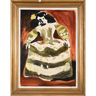 une image d'un tableau représentant une femme en robe verte