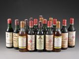 a group of bottles of wine sitting on top of a table